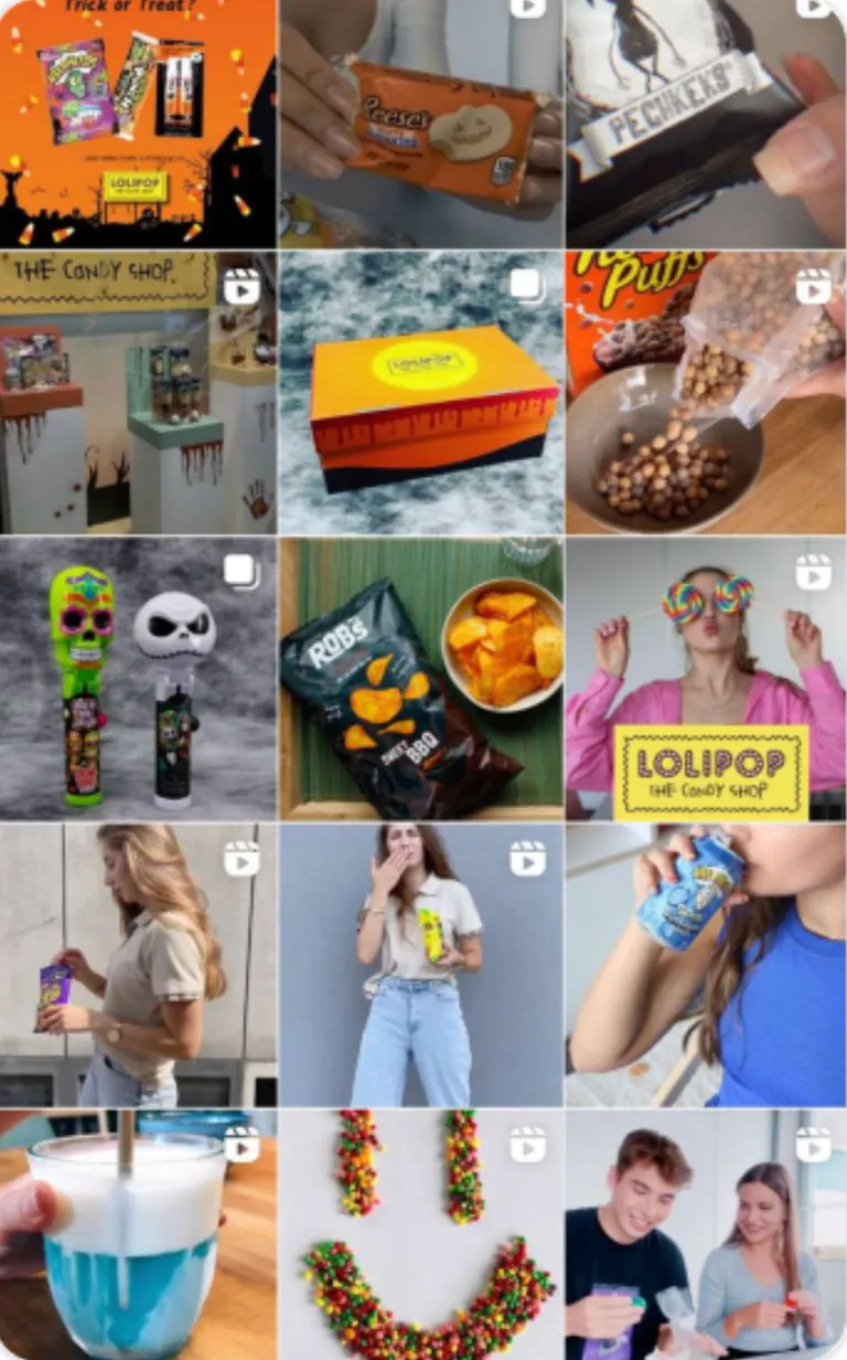 Instagram-Feed von Lolipop nach der Überarbeitung, abgestimmte Farbwelt und klares Raster.