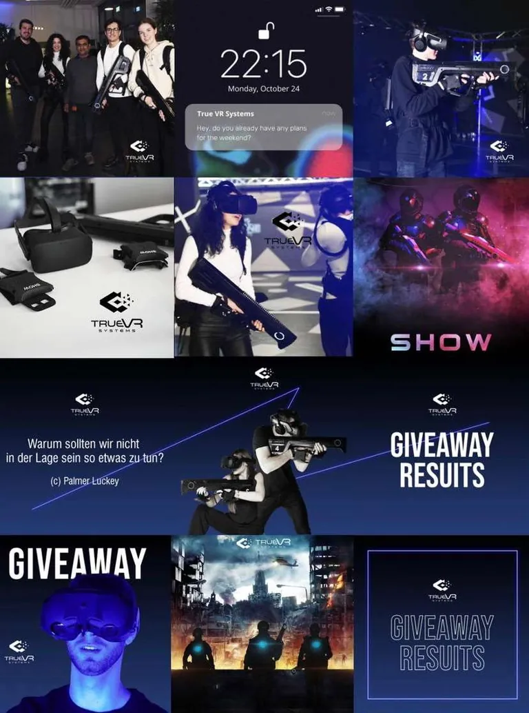 Instagram-Feed von trueVRsystems nach der Überarbeitung, einheitliches Grid-Design.